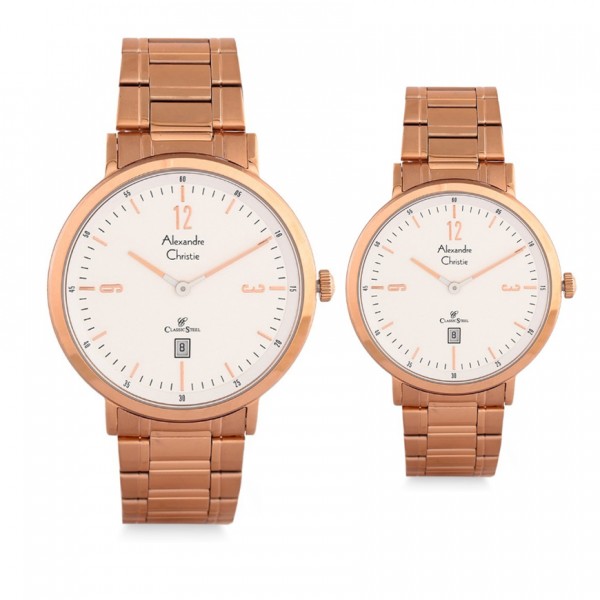 Alexandre Christie AC 8499 Rosegold White Couple